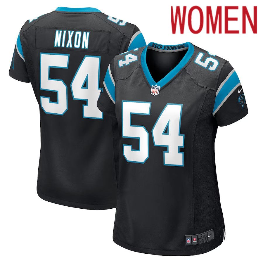 Women Carolina Panthers #54 Daviyon Nixon Nike Black Game Player NFL Jersey->women nfl jersey->Women Jersey